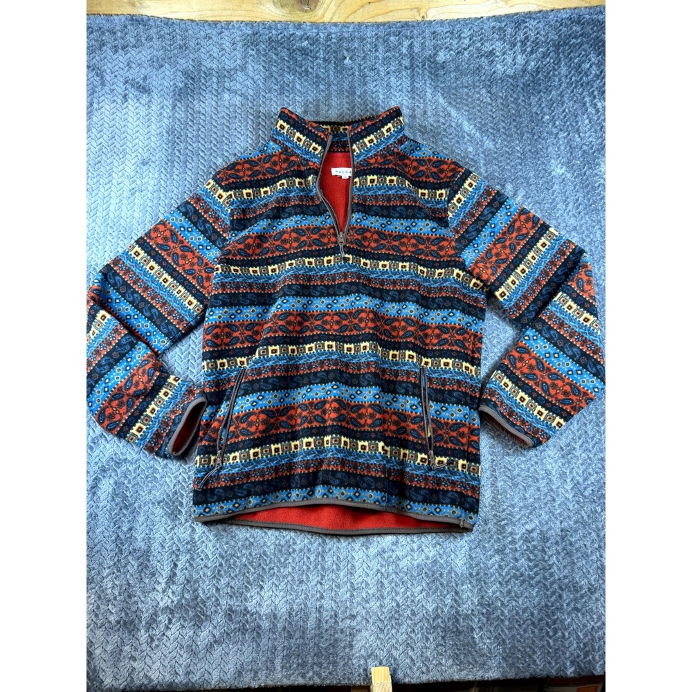 Pacsun Sweatshirt Mens M Multicolor Geometric Fleece Mock Neck 1/4 Zip Pullover
